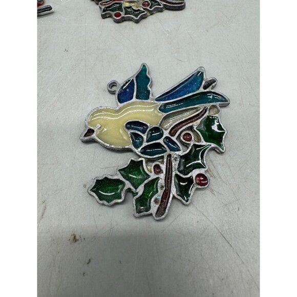 Set Of 6 Vintage Christmas-Themed Stained Resin Style Ornaments Handmade READ - Picture 5 of 16